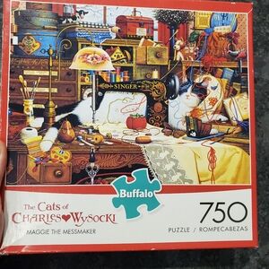 Charles Wysocki Cats Maggie The Messmaker 750 Pc Buffalo Puzzle Cottagecore